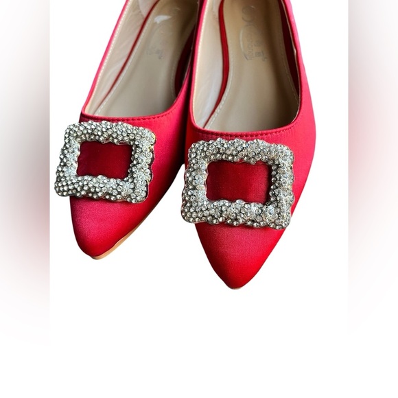 Red Rhinestone Buckle Heel - Picture 4 of 7